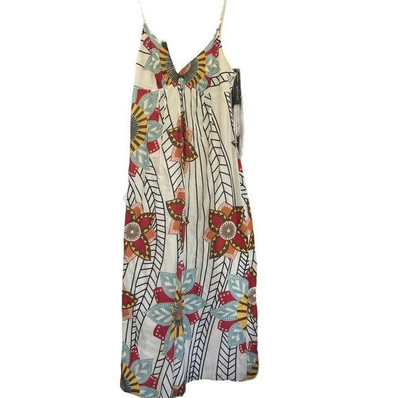 Trulli resort vacation cotton silk fully lined V bra top fit 2 flow summer dress - Picture 1 of 8